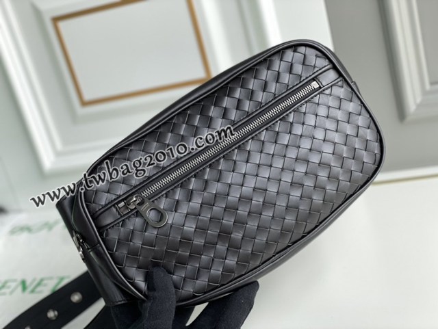 Bottega veneta高端男包 98024 寶緹嘉專櫃款腰包 BV經典款胎牛皮手工編織男士腰包挎包  gxz1355